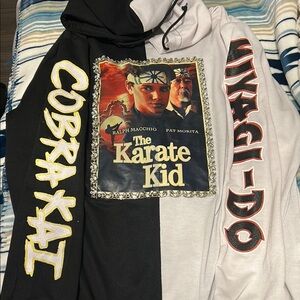 UniseCustom LUX BLK Karate Kid Cobra kai Black and White painted movie Hoodie M